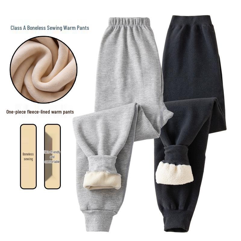 Boys' Warm Plus Velvet Thickened Pants: Medium & Large Sizes, Teen One-Piece for Fall/Winter School Wear