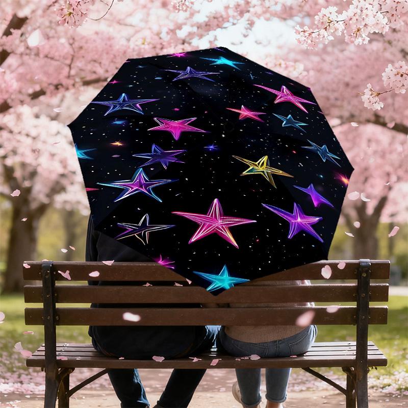 1pc Stars Galaxy Automatic Open/Close Umbrella Compact Folding Umbrella with 8-Rib Shaft for Women/Men, Elegant Birthday1129S