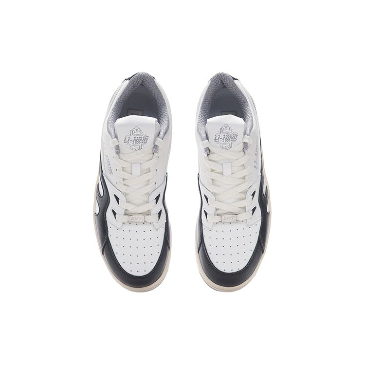 Li Ning 937 Comfortable Casual Low-Top Skate Shoes Men Sneakers Black White AZGS045-2