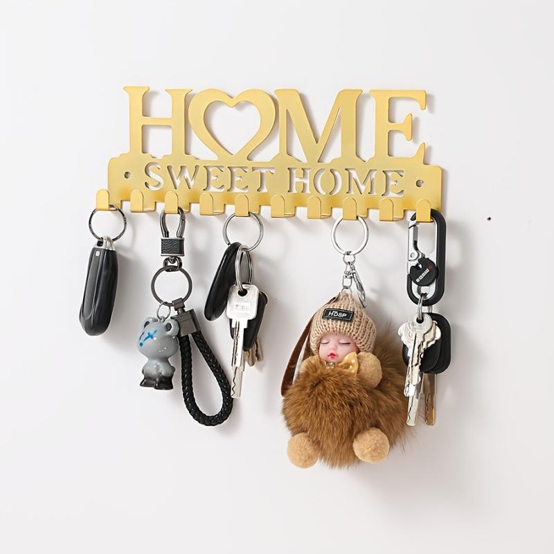 Kreativ jernveggkrok for nøkler, håndklær, hjemmeoppbevaring, metallorganisatorhylle med monteringsutstyr, holdbare, plassbesparende, dekorative kroker