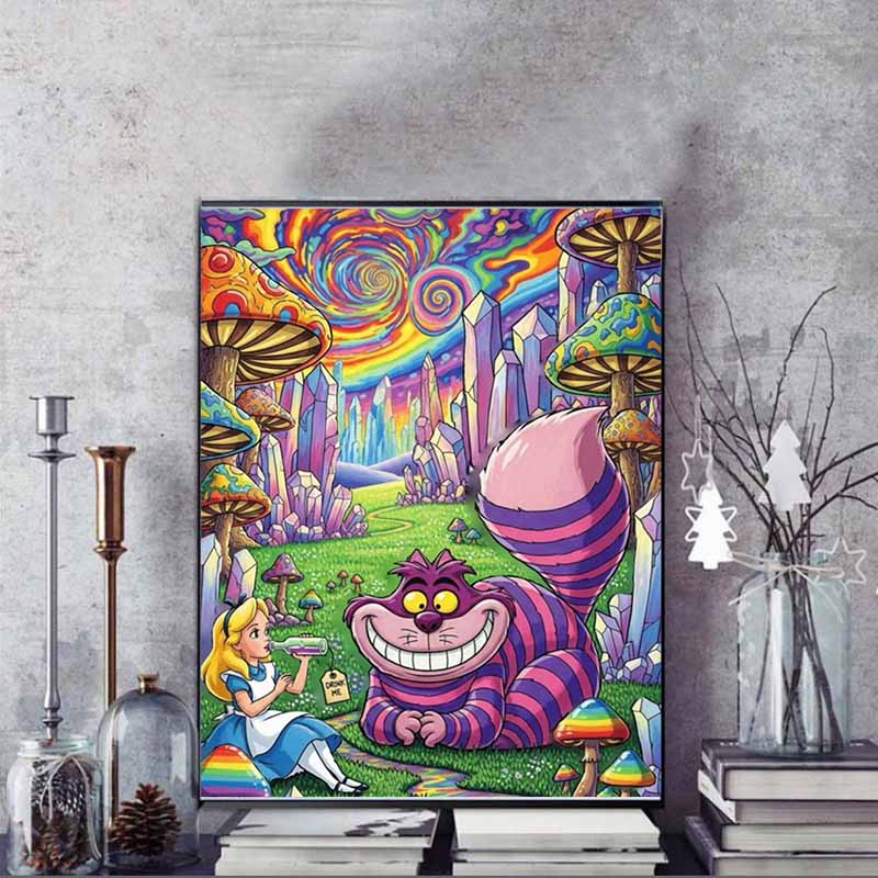 Disney Pittura Diamante Fai da Te 5D Alice nel Paese delle Meraviglie Illustrazione Fantasy Mosaico Ricamato Punto Croce Decorazione per la Casa Regalo Artigianato