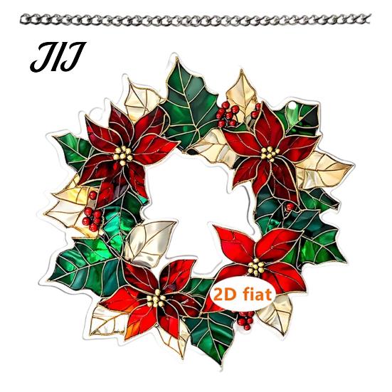 Christmas Tree Accessories Acrylic Garland Pendant, Double-sided Wreath Hanging Ornament, Lightweight Decorative Ornaments Decor with Lanyard