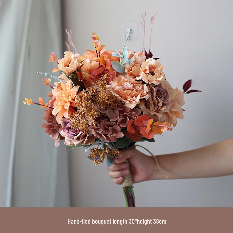 Retro Brown Floral Silk Flower Wall Hanging for Weddings and Events