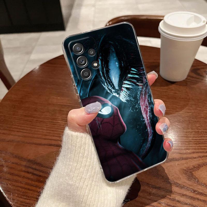Funda Transparente Spiderman Venom Marvel Art Para Samsung Galaxy A57 A37 A56 5G A36 Fundas A55 A54 A35 A26 A07 A17 A16 A06 A36 A15 Cubierta