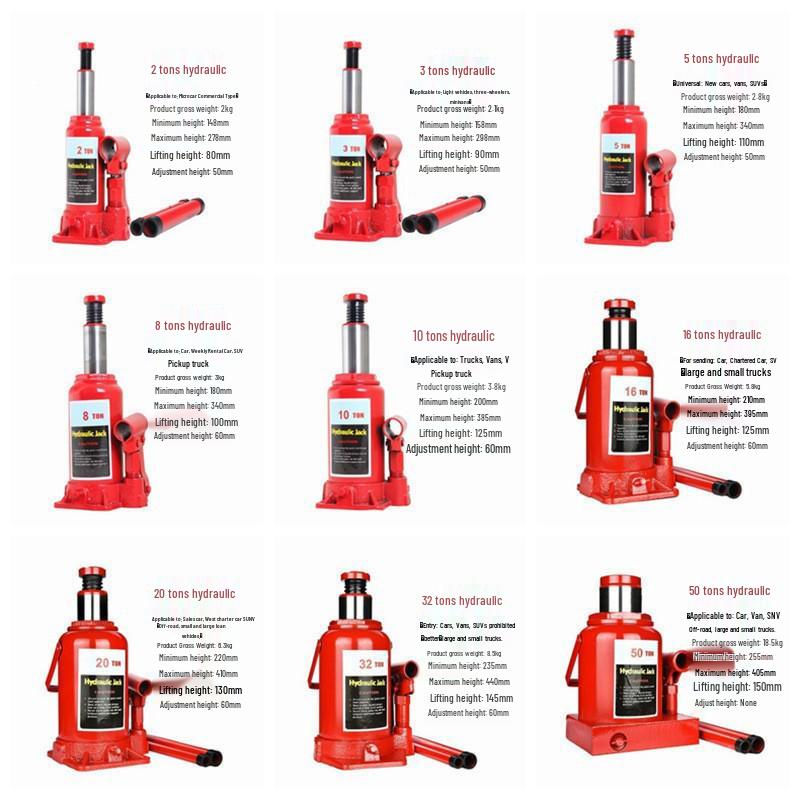 Hydraulic Vehicle Jack: 5-ton To 50-ton Capacity, Low-Profile Hand Crank, 10T To 32T Vertical Oil Pressure