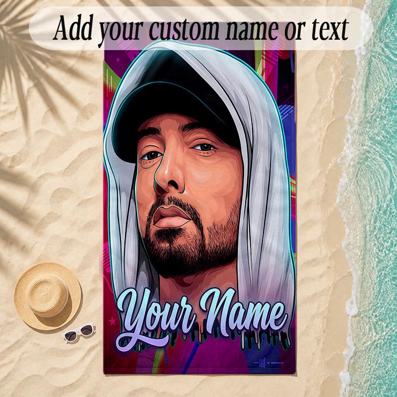 Beach TowelEminem Custom Name Text Personalized Soft Towel for Beach Pool Indoor Home Decor Gift
