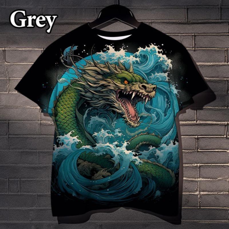 

Мужская и женская крутая футболка с рисунком дракона, 3D-принт, забавная футболка в стиле хип-хоп, повседневная футболка в уличном стиле 6XL