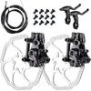 Bike Disc Brake Kit, 2pcs 160mm Stainless Steel Rotors, Calipers, Lever & Cables for Front & Rear