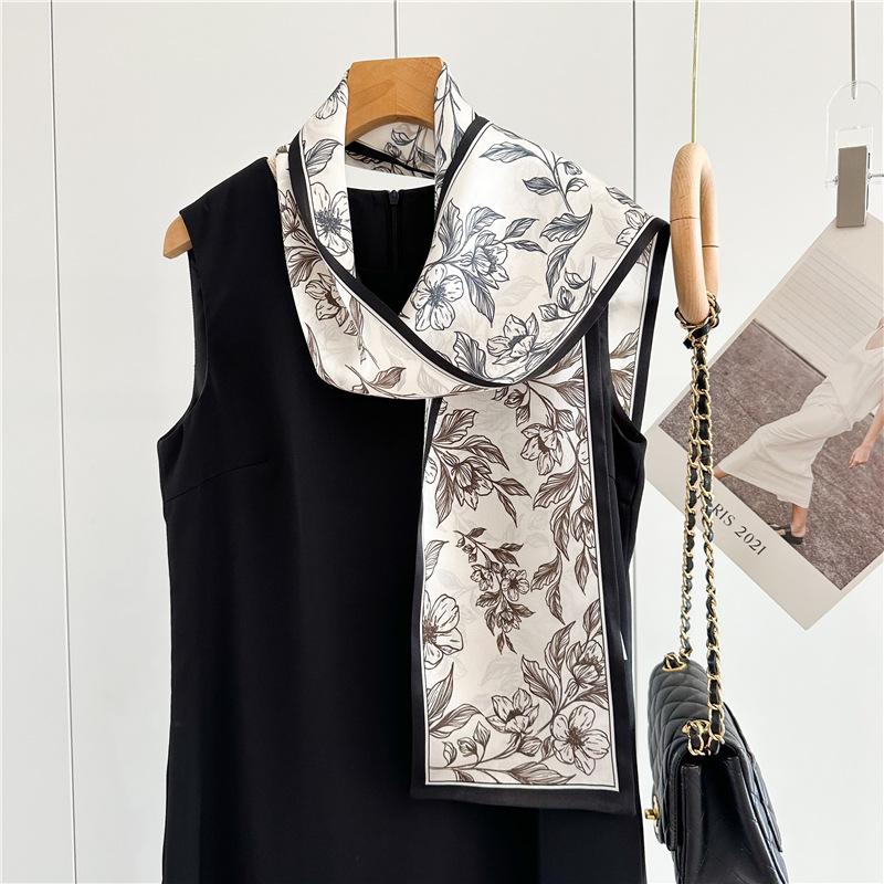 Premium Double-layer Double-sided Simple and Elegant Temperament Flower Mulberry Silk Silk Scarf Spring New Silk Scarf Women's Scarf