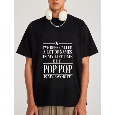 Crewneck T Shirt White Pop Pop Is My Favorite Text Print For Grandfather Gifts Family Pride Casual Wear