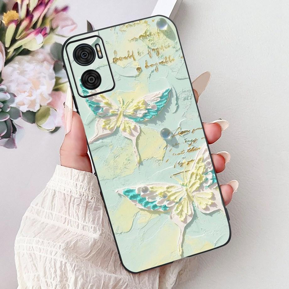 Phone Case For Motorola Moto E22 E22i E22s Motorola E20 E30 E40 E13 E14 Luxury Girly Cartoon Cover Soft Matte Silicone Capa