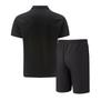 Men's Waffle Zipper Solid Color Short Sleeve Shorts Casual Suit