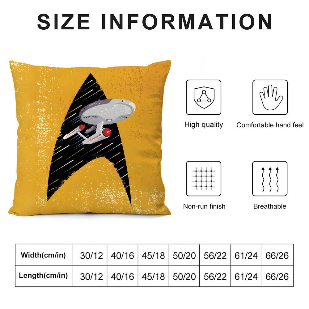 Star T-Trek Shipp Brand Cushion Cover Pillowcase Ultra Soft Skin Friendly Fabric Cloud Like Comfort & Concealed Zipper