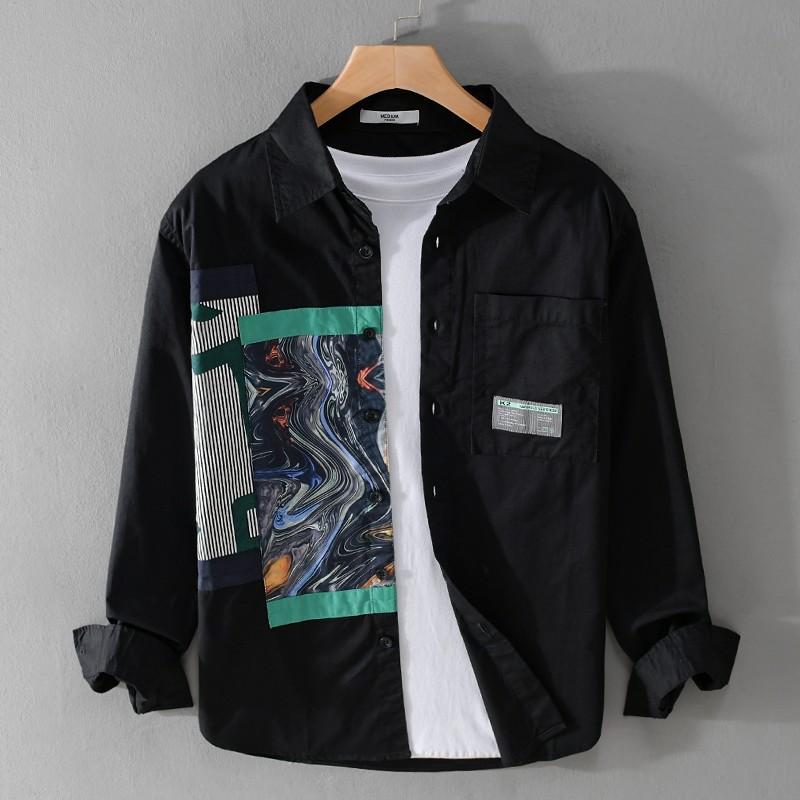 Men S Loose Long Sleeve Casual Solid Color Shirt