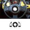 Bright Carbon Fiber Car Steering Wheel Button Frame Sticker For Fiat 500 12-15