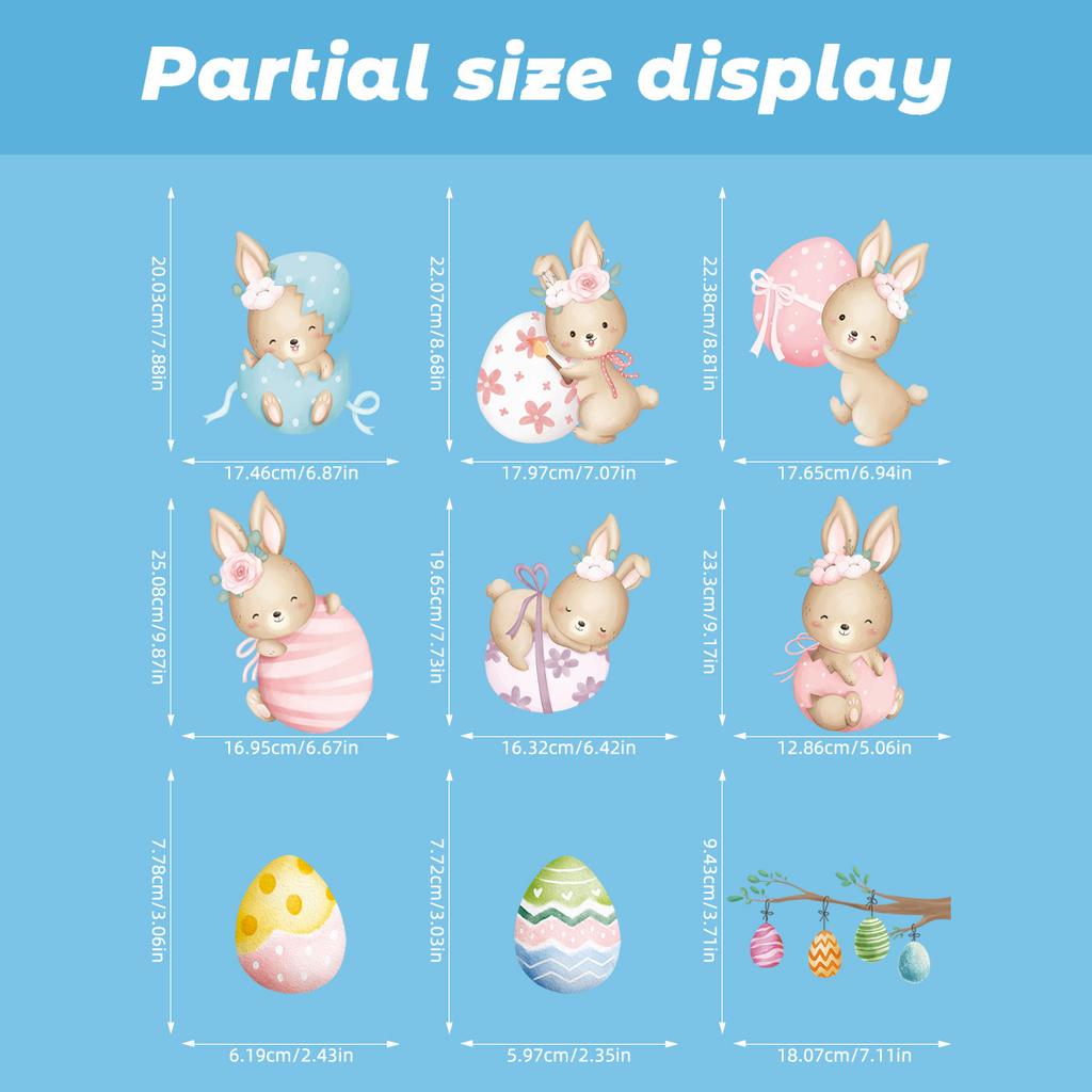 Easter Egg Bunny Static Cling Stickers 2026 New Window Decals for Glass Shop Display Decoration