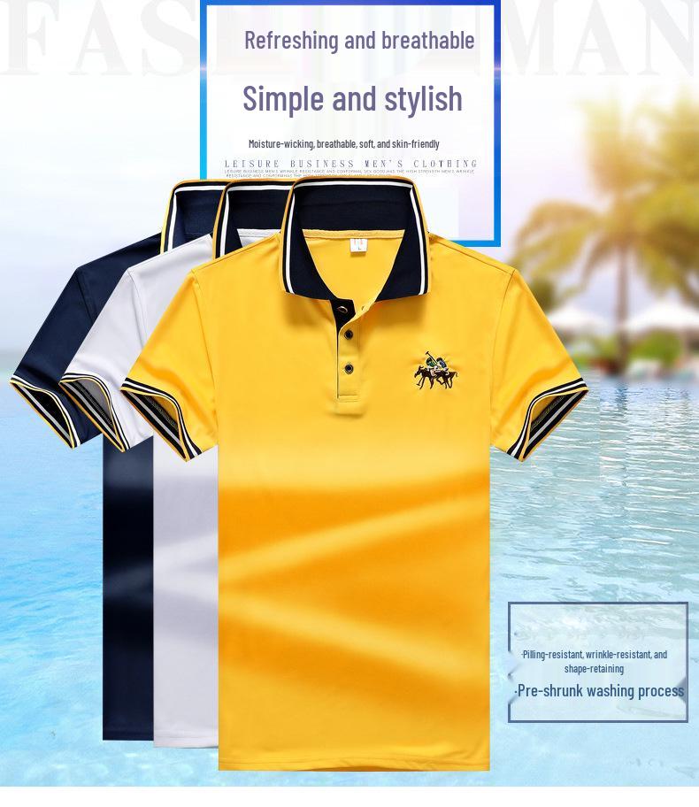 Men's Korean Style Short Sleeve Summer Polo Shirt - Solid Color Fashion Tee