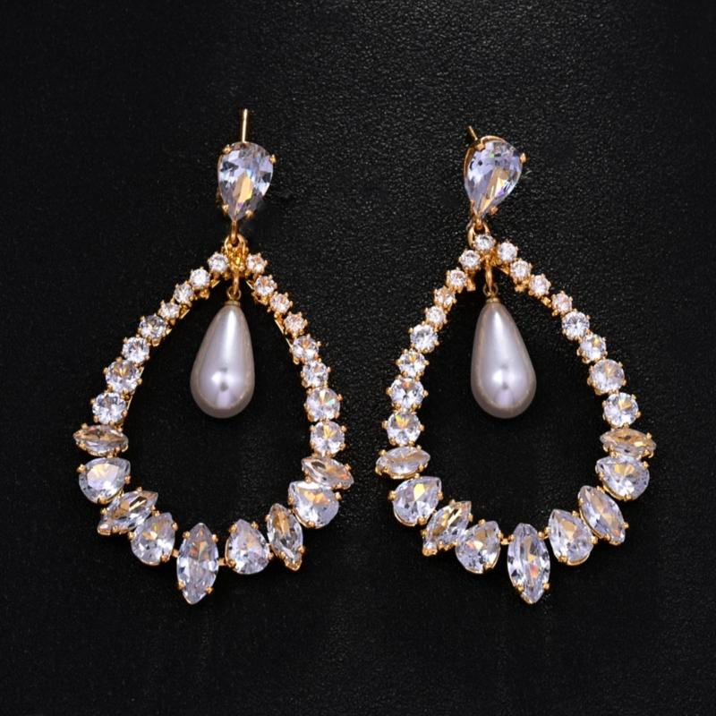 Luxurious Big Water Drop CZ Stone Earrings Sophisticated Women’s Dangle Earrings Accessory with Elegant Water Drop