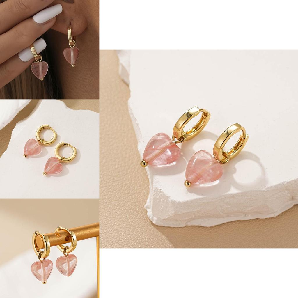 Stilvolle Rosa Herz-Hängeohrringe für Damen Modischer Romantischer Schmuck