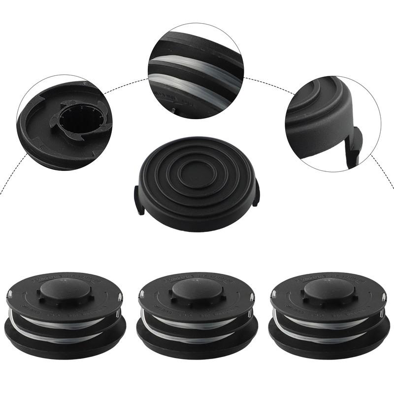 Trimmer Head Kit with Spools Cap Cover for GC-ET 4530 RTV 400 RTV 550 Models 2x 5m Line per Spool 1.4mm Plastic Thread