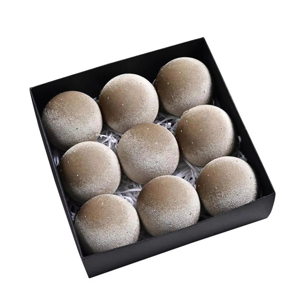 9pcs/set 8cm Velvet Christmas Balls Glitter Xmas Tree Pendant Merry Christmas Decor