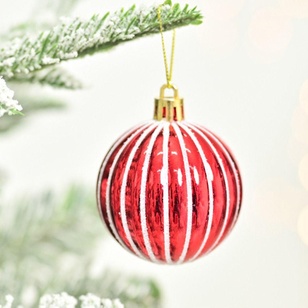 6 Stück Kürbis Muster Weihnachtsbaumkugeln Anhänger Kunststoff Bemalte Kugel Weihnachtsbaum Aufhängung Geschenkkartons