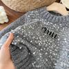 Girls' clothing autumn and winter new pullover top girls trendy heavy industry sequined letter embroidered sweater