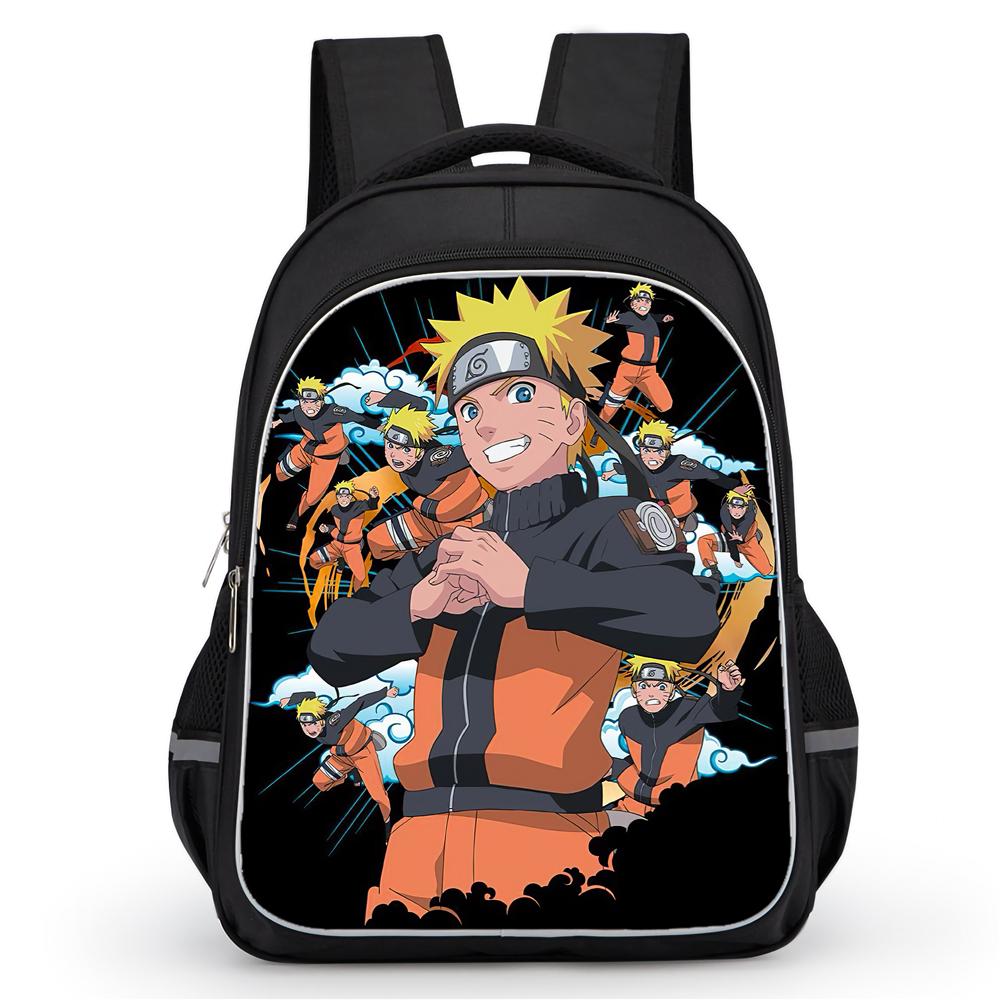 NARUTO Anime Student Backpack, Dual Zipper Pockets, Durable 16-inch Lightweight Design Suitable for Kids Boys & Girls Age 5-11