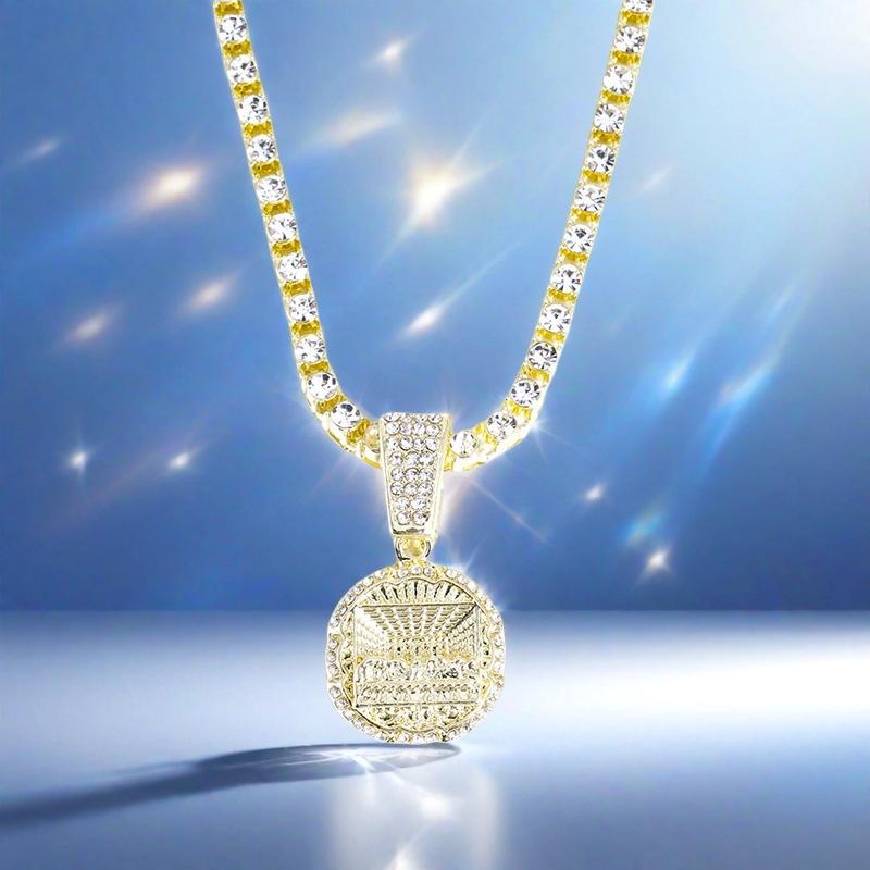 Trendy Hip Hop 'The Last Supper' Pendant Necklace with Rhinestone Tennis Chain