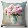 Vase of Pink Peonies On PillowSuitable for Sofa Car Bedroom Decorative Cushion Cover Pillow Cover