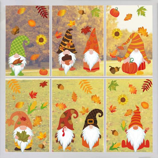 

9 шт./компл., наклейка на стеклянное окно, многоразовая наклейка без клея, ПВХ, осенние кленовые листья, оконная наклейка, поставка на День благодарения