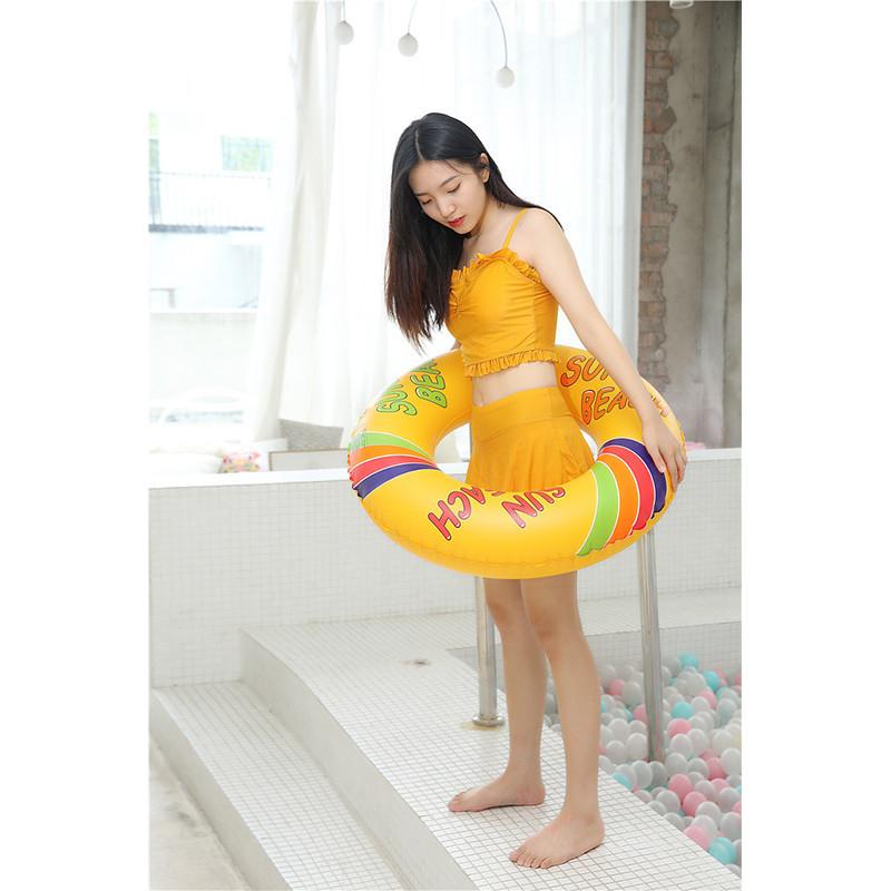 Adult Thickened Inflatable Swim Ring Eco-friendly Pvc 3mm Thickness Printed Float Ring For Underarm Swimming Water Sports 80cm 90cm