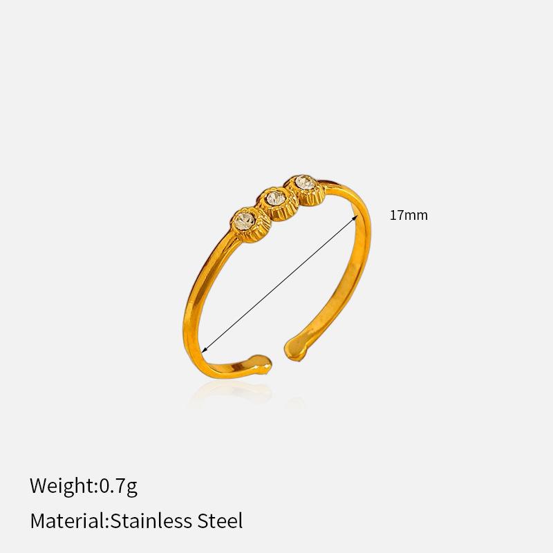 

Rhinestone Open Titanium Steel Ring, Luxury Real Gold Plated Furnace 18K Gold 316L Stainless Steel Ring 1