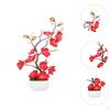 Artificial Plum Blossom Bonsai Pot Desktop Faux Potted Plant for Home