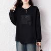 DIMANAF 2025 Plus Size Women Hoodies Shirts Autumn T-shirt Long Sleeve Loose Casual Tops Tees Black