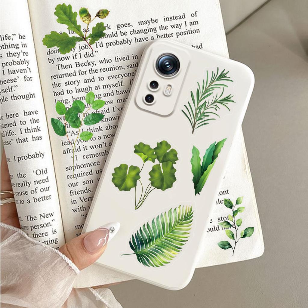 50Pcs Transparent Green Plants Stickers for DIY Waterproof Scrapbook Stationery Travel Luggage Water Bottle Phone Laptop