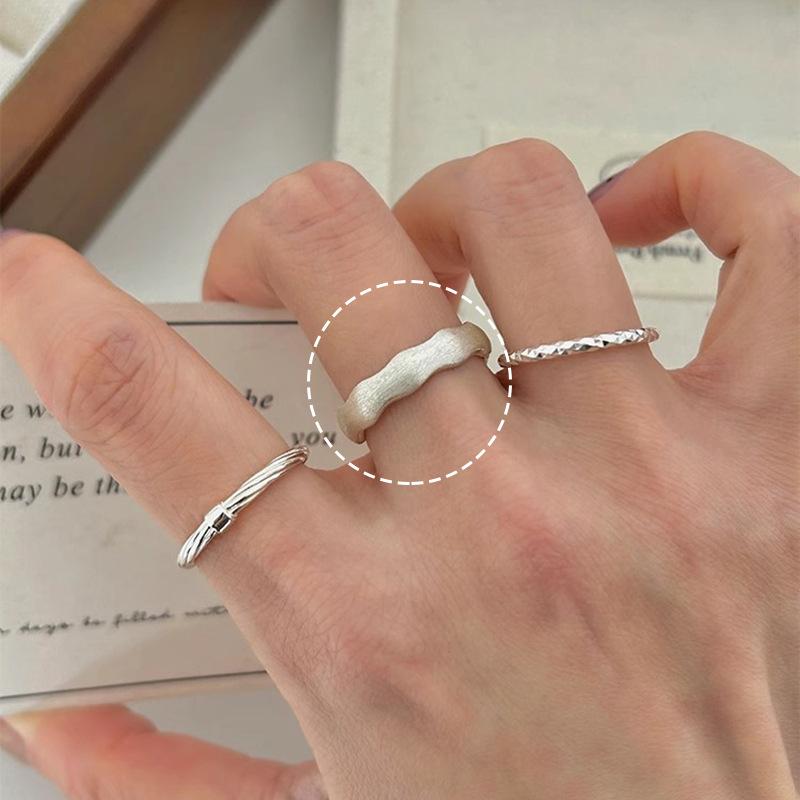 

925 Sterling Silver Jewelry Vintage Geometric Lines Waves Finger Rings for Women Wedding Party Jewelry For Girls Friend Gift