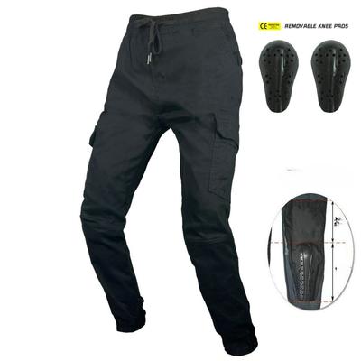 Pantalones de carreras de motocicleta para hombre, pantalones anticaída de locomotora, pies atados informales con múltiples bolsillos, pantalones de herramientas para ciclismo, vaqueros, rodilleras