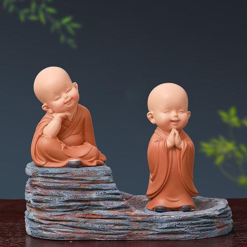 Resin Cute little monk sculptures and figurines Home, Room Car, Office,  Table decoration and accessories Wealth Luck Decor