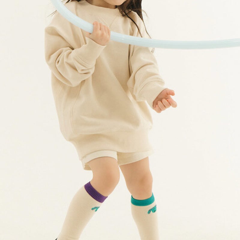 PINZLE [PINZLE X IHM] Family Socks - Green Dog (Ivory)