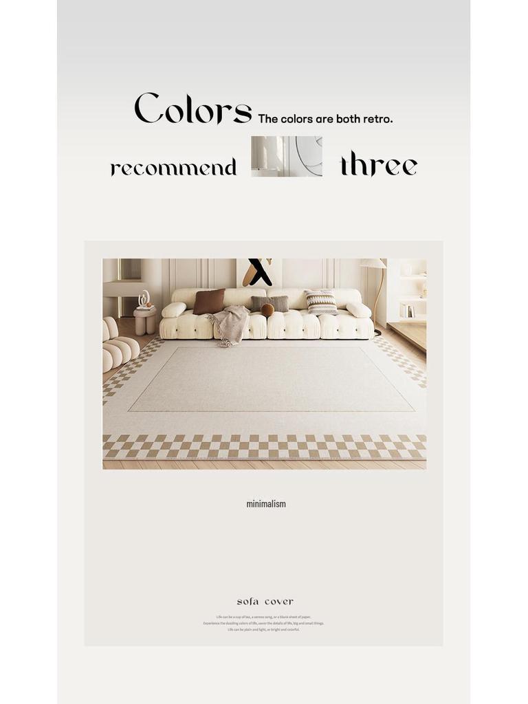 Luxury French-Style Cream Carpet: High-End, Stylish, & Scrubbable for Living Room or Bedroom