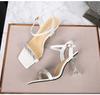 Rhinestone Shoes Stiletto Square Toe Strap Stiletto Slippers