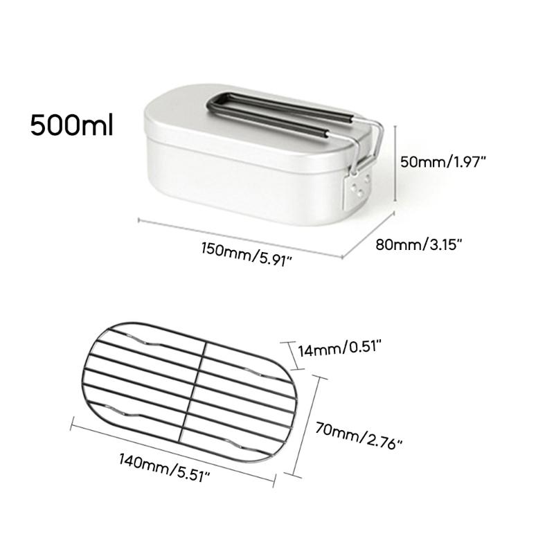 Aluminium-Mittagessenbehälter mit Griffen, isolierte Lunchbox für den Außenbereich, tragbare Camping-Bento-Box für Kinder und Erwachsene