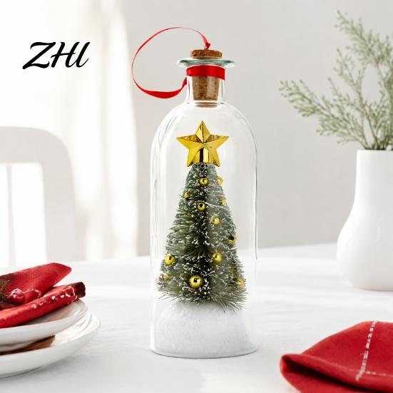 Schneeflocken-Stechpalmen-Ornamente Aufnehmbare Weihnachtsbaum-Flaschenpost, Sprachaufnahme Feiertags-Andenken Dekoration für den Eingangsbereich mit