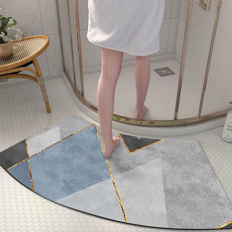 Diatom Mud Floor Mat Arc-shaped Dirt-resistant Anti-slip Mat Household Absorbent Bathroom Floor Mat Bathroom Door Simple Foot Mat