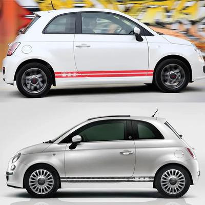 2 szt. Naklejki Winylowe PVC z Flagą Włoch na Samochód Fiat 500 Abarth Paski na Bok Drzwi Samochodu Naklejki na Progi Grafiki Naklejki Akcesoria