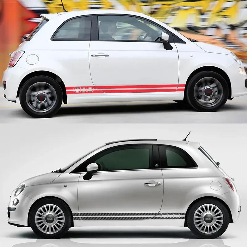 2PCS Italian Flag Auto Vinyl PVC Decals For Fiat 500 Abarth Car Door Side Stripes Skirt Decals Graphics Stickers Accessories colore grigio nero
