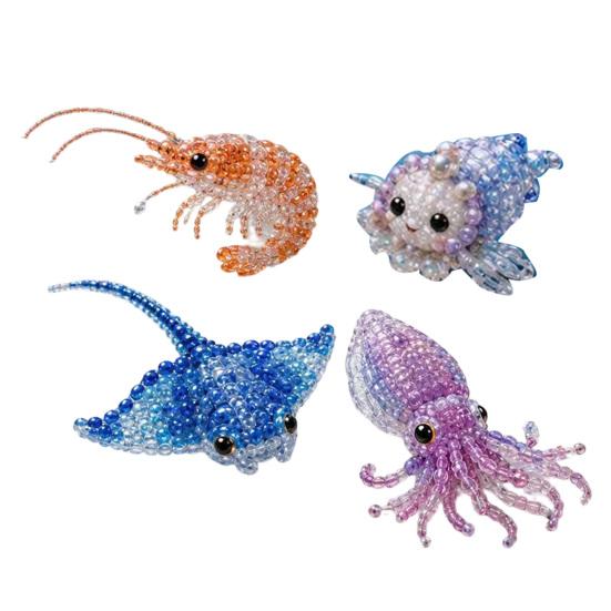 Tiny 3D Beaded Animal DIY Kit, Cute Mini Sea Life Beads Embroidery Kit, Handmade Bead Art Craft Making Set for Adults, Craft Lovers