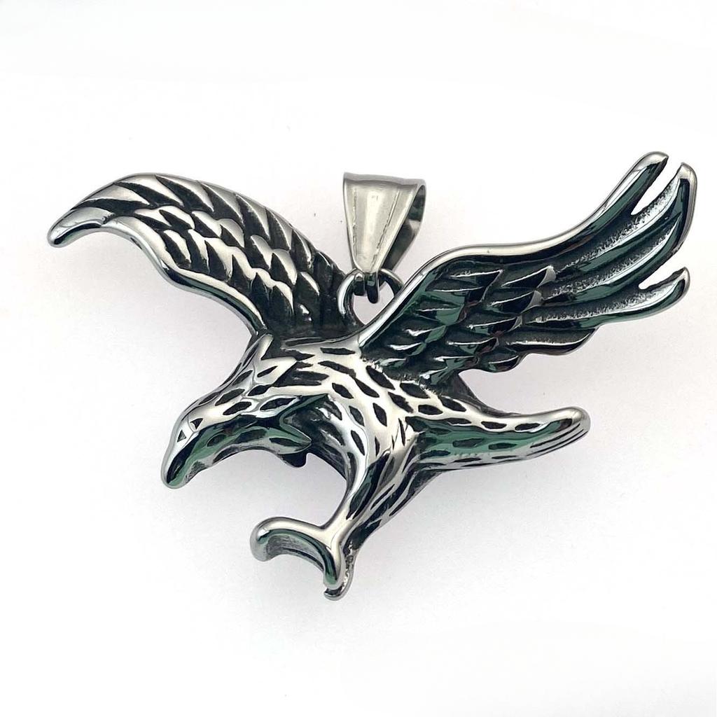 Stainless Steel Red Eagle Wings Spread Men'S Pendant Accessories Titanium Steel Necklace Vintage Eagle Pendant