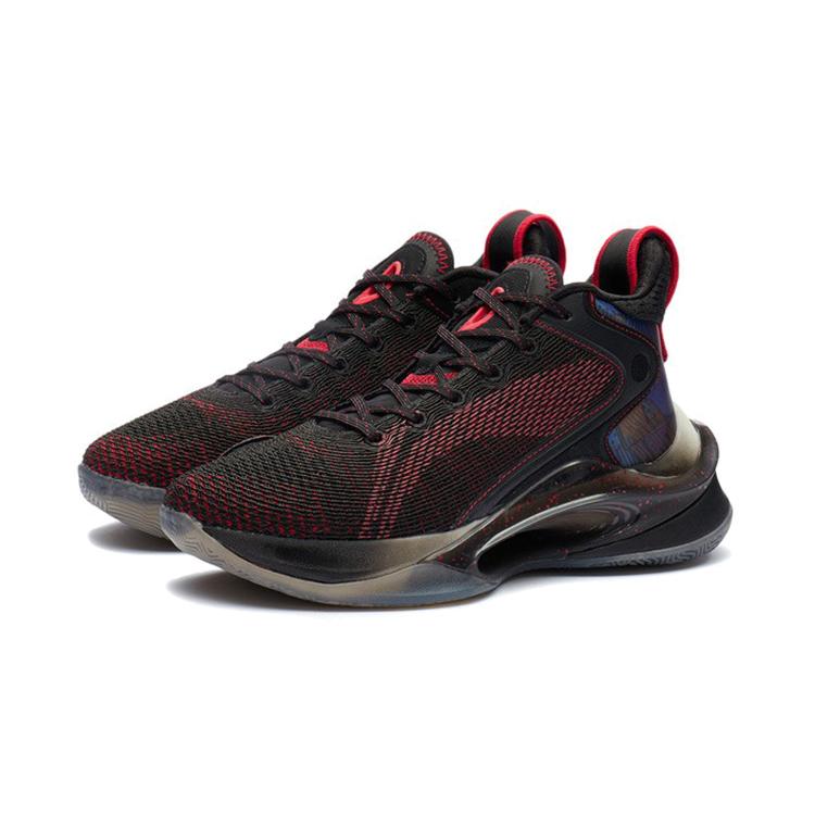 Li Ning YOUNG Avant Garde Spirit 1 Odpružení Odolné proti oděru Středně vysoké Basketbalové boty Černá Červená Unisex YKBR046-1
